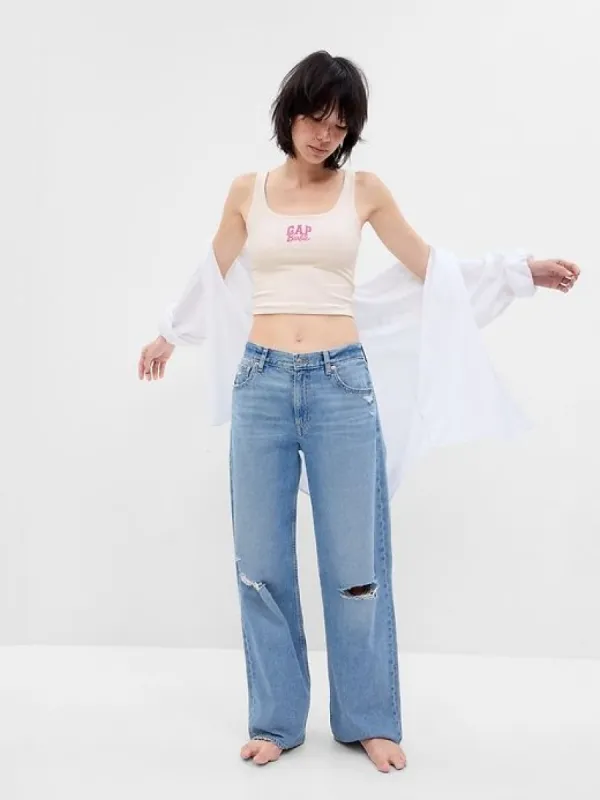 Gap × Barbie™ Adult Arch Logo Cropped Tank Top made by GAP
