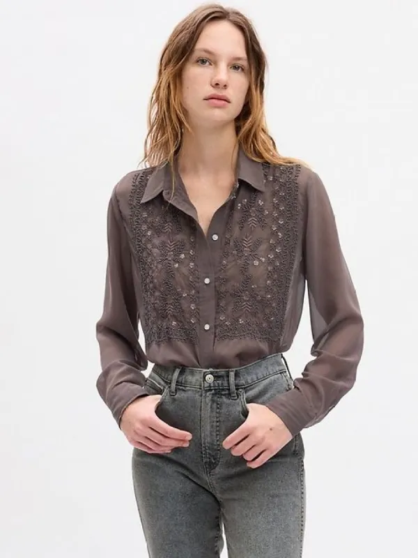 Beaded Boyfriend Shirt sold by GAP
