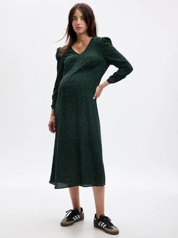 Maternity Puff Sleeve Midi Dress sold by GAP