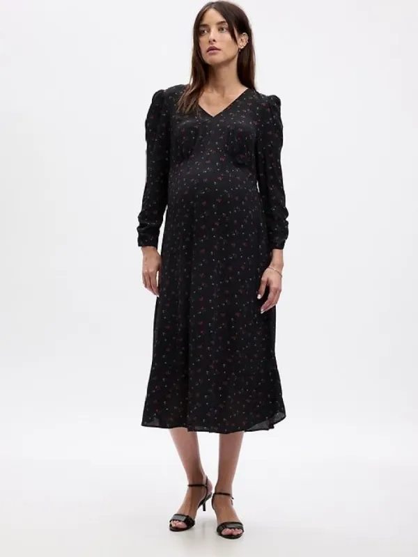 Maternity Puff Sleeve Midi Dress sold by GAP