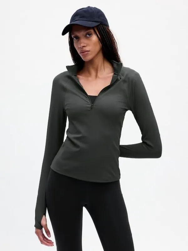 GapFit Studio Rib Quarter-Zip Top sold by GAP
