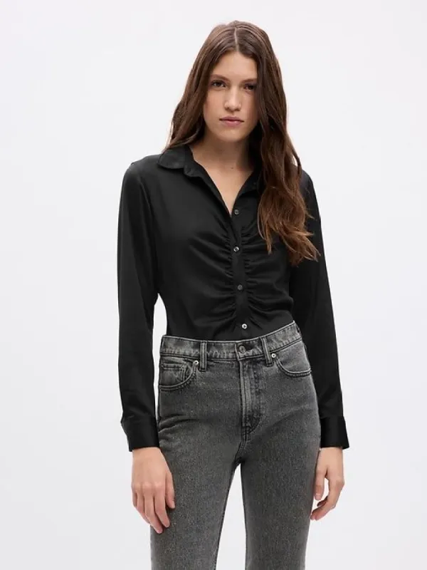 Satin Ruched Shirt sold by GAP