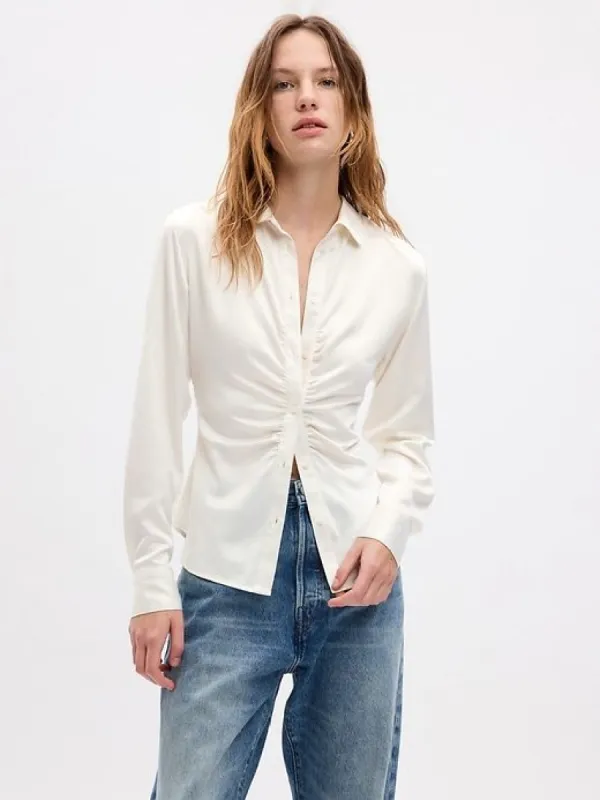 Satin Ruched Shirt sold by GAP