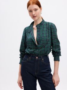 Ruffle Bib Plaid Shirt sold by GAP