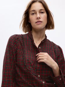 Ruffle Bib Plaid Shirt sold by GAP