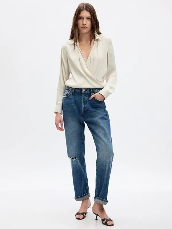 Satin Wrap Bodysuit sold by GAP