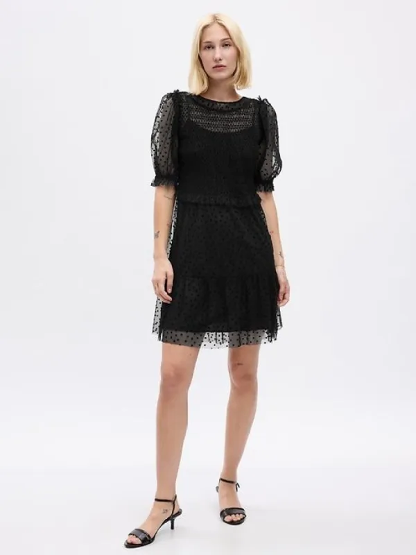 Puff Sleeve Mesh Mini Dress sold by GAP
