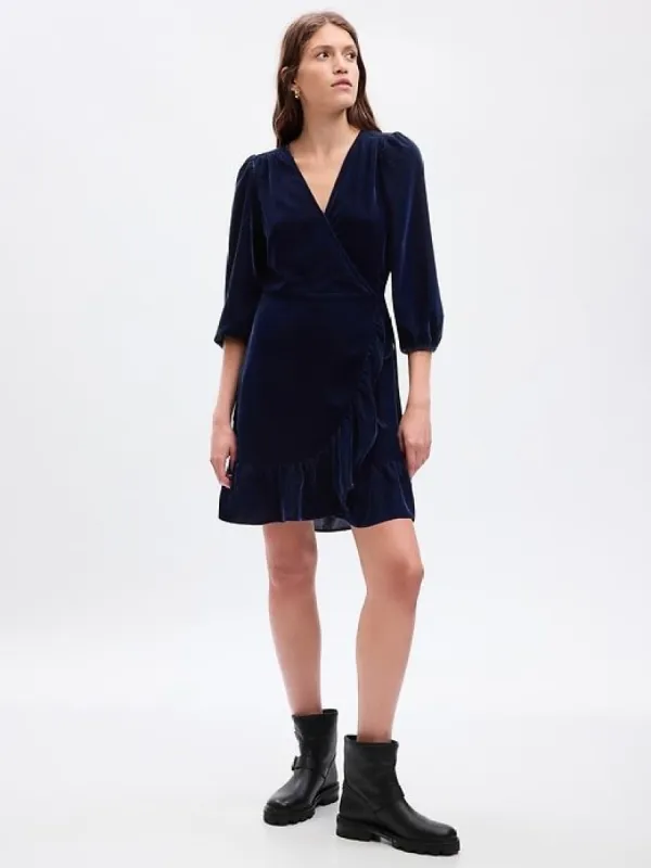 Velvet Wrap Mini Dress sold by GAP