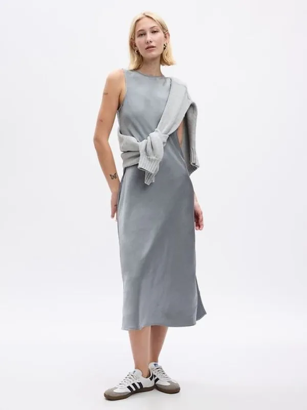 Satin High-Neck Midi Dress sold by GAP