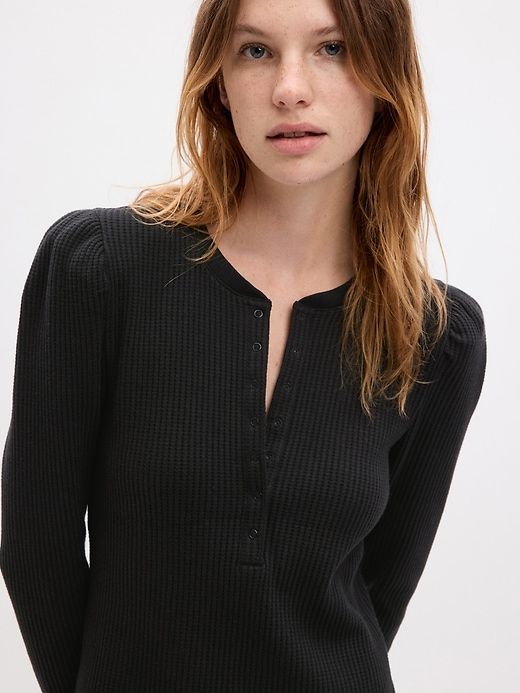 Waffle Henley Mini Dress sold by GAP product image thumbnail 4