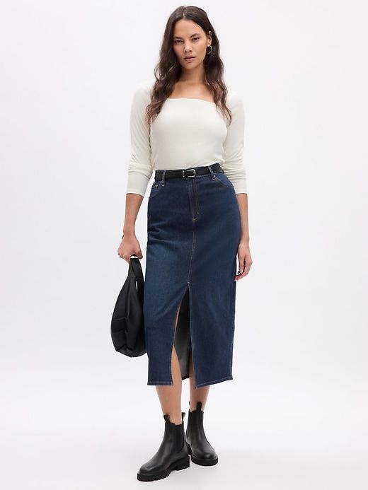 Denim Pencil Midi Skirt sold by GAP product image thumbnail 4