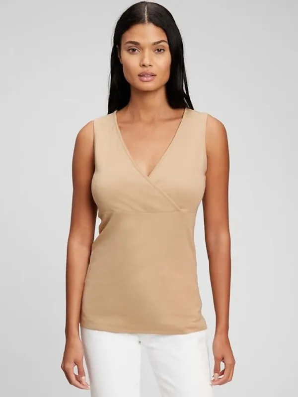 Maternity Cotton V-Neck Nursing Tank Top sold by GAP