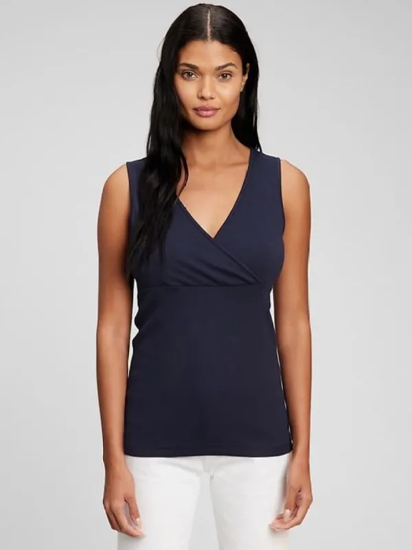 Maternity Cotton V-Neck Nursing Tank Top sold by GAP