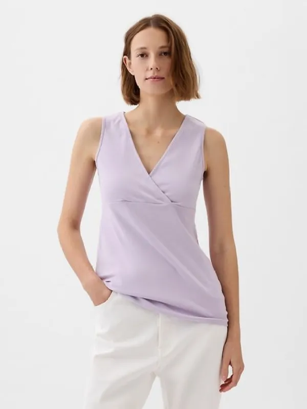 Maternity Cotton V-Neck Nursing Tank Top sold by GAP
