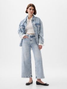 High Rise Stride Wide-Leg Ankle Jeans sold by GAP
