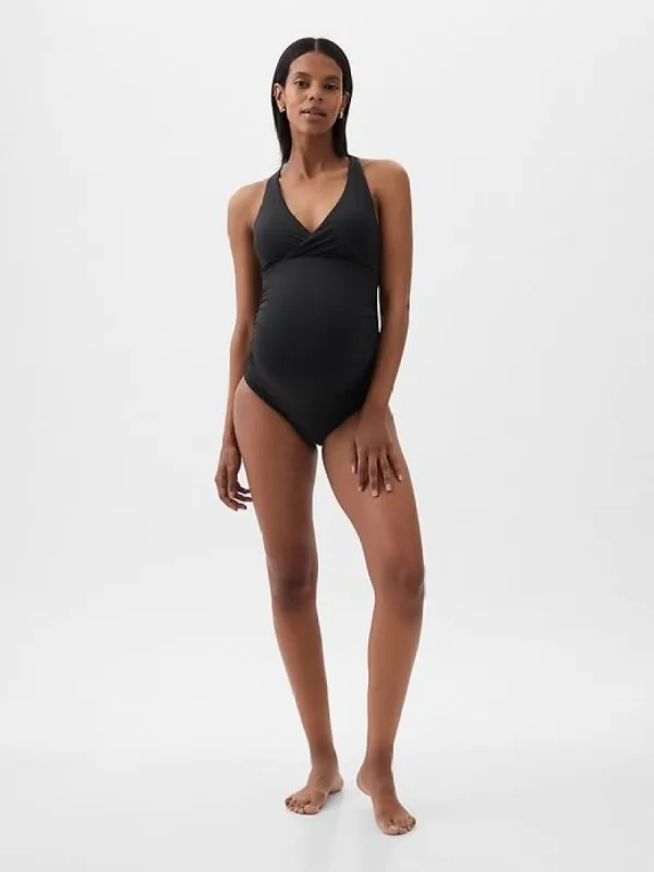 Maternity Wrap V-Neck One-Piece Swimsuit sold by GAP