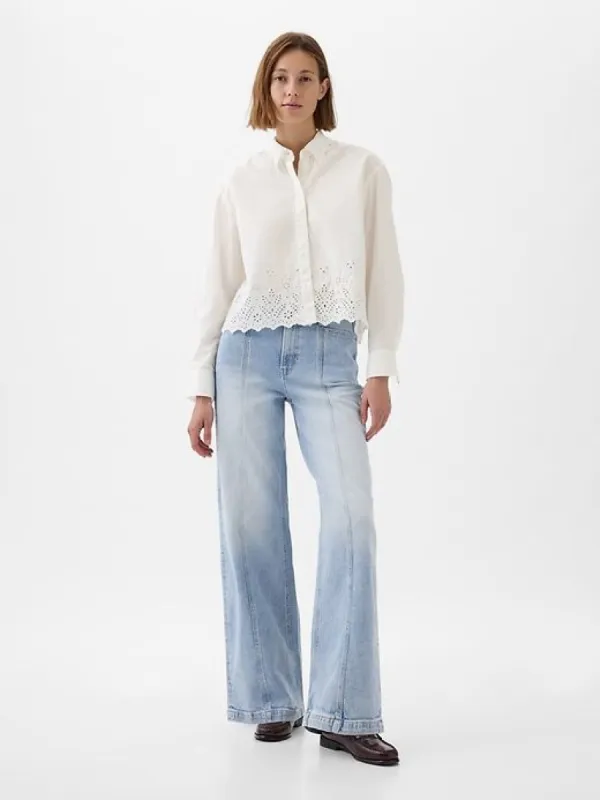 High Rise Stride Wide-Leg  Jeans sold by GAP