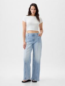 High Rise Stride Wide-Leg Jeans sold by GAP