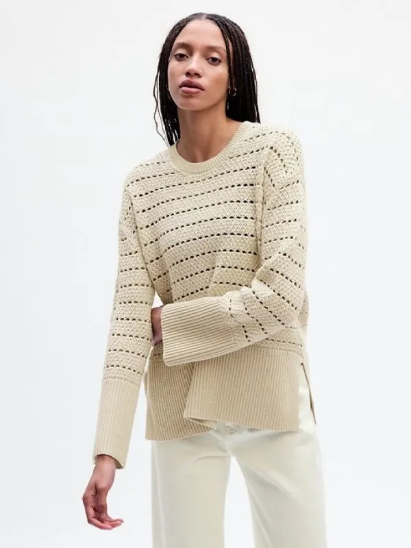 24/7 Split-Hem Crochet Sweater sold by GAP
