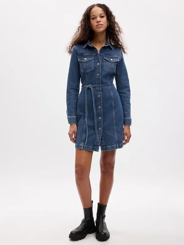Belted Denim Mini Dress sold by GAP