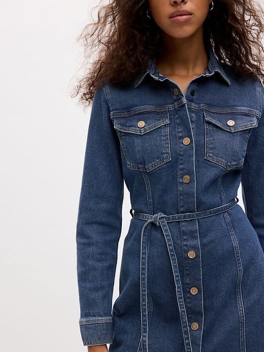 Belted Denim Mini Dress sold by GAP product image thumbnail 3