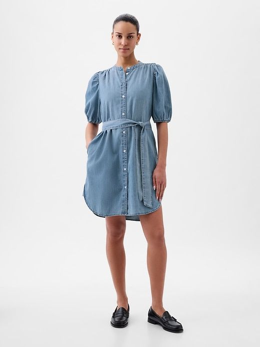 Puff Sleeve Denim Mini Dress sold by GAP