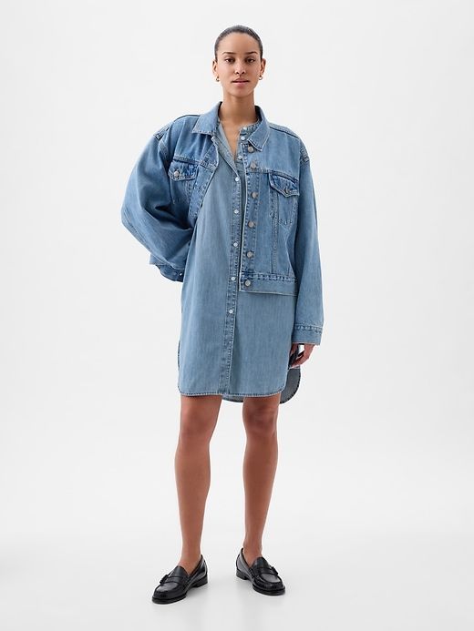 Puff Sleeve Denim Mini Dress sold by GAP product image thumbnail 3