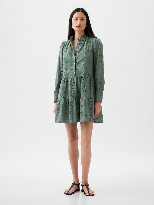 Eyelet Tiered Mini Shirtdress sold by GAP product image thumbnail 3