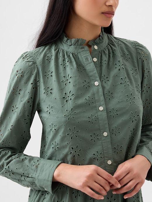 Eyelet Tiered Mini Shirtdress sold by GAP product image thumbnail 4
