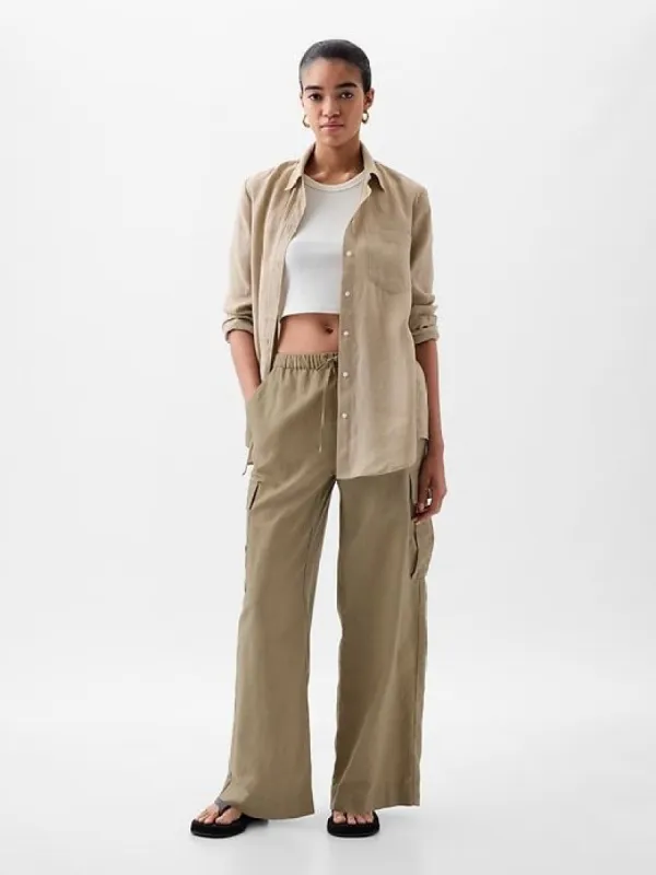Linen-Cotton Pull-On Cargo Pants sold by GAP