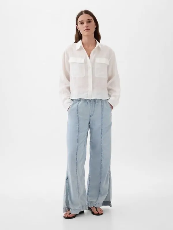 Wide-Leg Denim Pull-On Pants sold by GAP