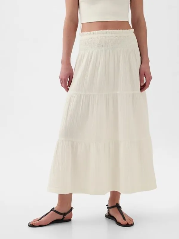 Crinkle Gauze Tiered Maxi Skirt sold by GAP