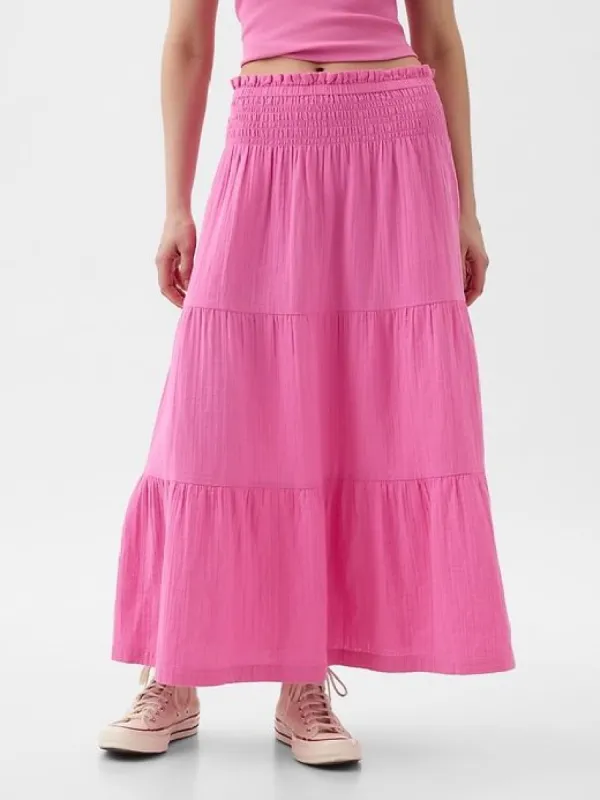 Crinkle Gauze Tiered Maxi Skirt sold by GAP
