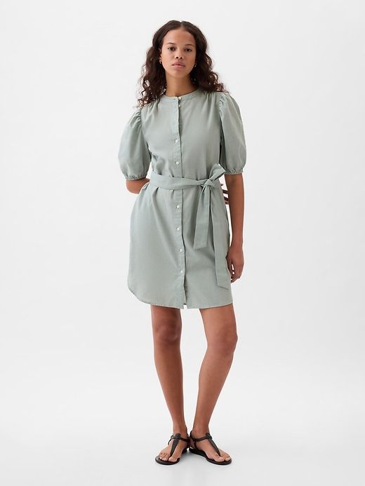 Linen-Cotton Puff Sleeve Mini Shirtdress sold by GAP