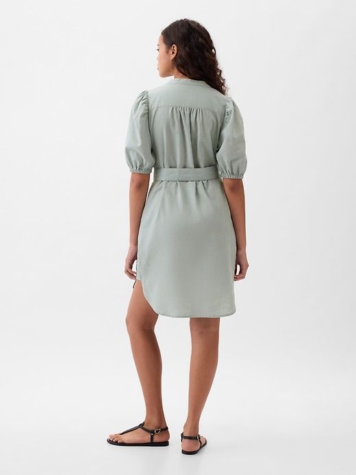 Linen-Cotton Puff Sleeve Mini Shirtdress sold by GAP product image thumbnail 2