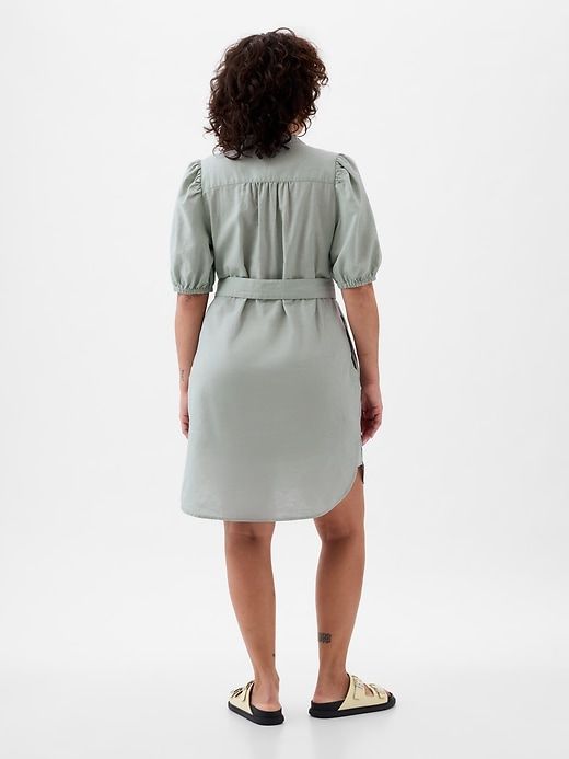Linen-Cotton Puff Sleeve Mini Shirtdress sold by GAP product image thumbnail 5