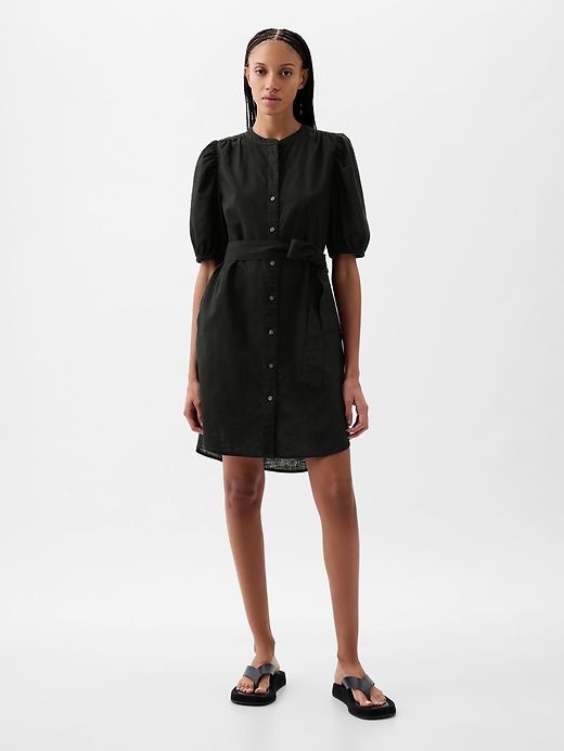 Linen-Cotton Puff Sleeve Mini Shirtdress sold by GAP