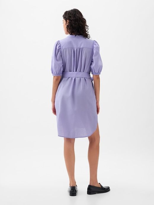 Linen-Cotton Puff Sleeve Mini Shirtdress sold by GAP product image thumbnail 2