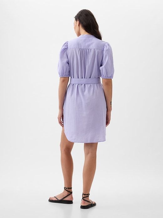 Linen-Cotton Puff Sleeve Mini Shirtdress sold by GAP product image thumbnail 5