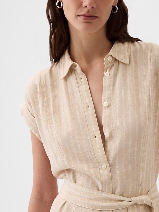 Linen-Blend Midi Shirtdress sold by GAP product image thumbnail 4