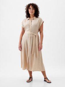 Linen-Blend Midi Shirtdress sold by GAP