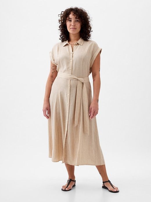 Linen-Blend Midi Shirtdress sold by GAP product image thumbnail 5