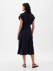 Linen-Blend Midi Shirtdress sold by GAP