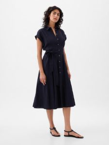 Linen-Blend Midi Shirtdress sold by GAP