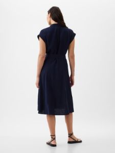Linen-Blend Midi Shirtdress sold by GAP