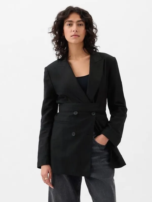 Linen-Cotton Belted Blazer sold by GAP