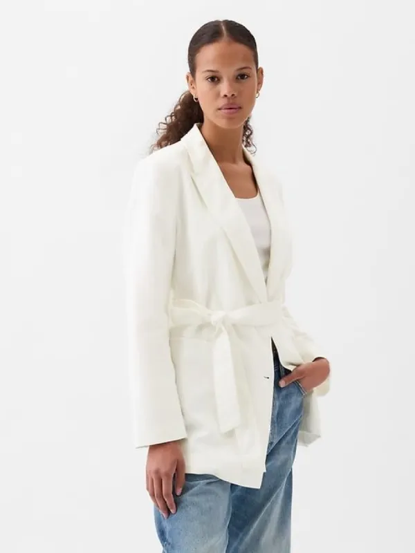 Linen-Cotton Belted Blazer sold by GAP