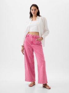High Rise Stride Wide-Leg Ankle Jeans sold by GAP