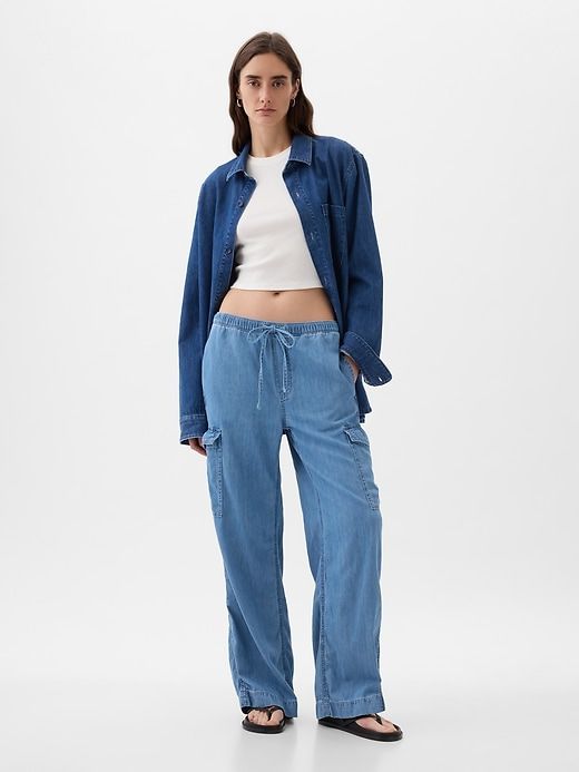 High Rise Pull-On Cargo Jeans sold by GAP