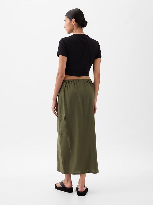 Linen-Blend Cargo Midi Skirt sold by GAP product image thumbnail 2